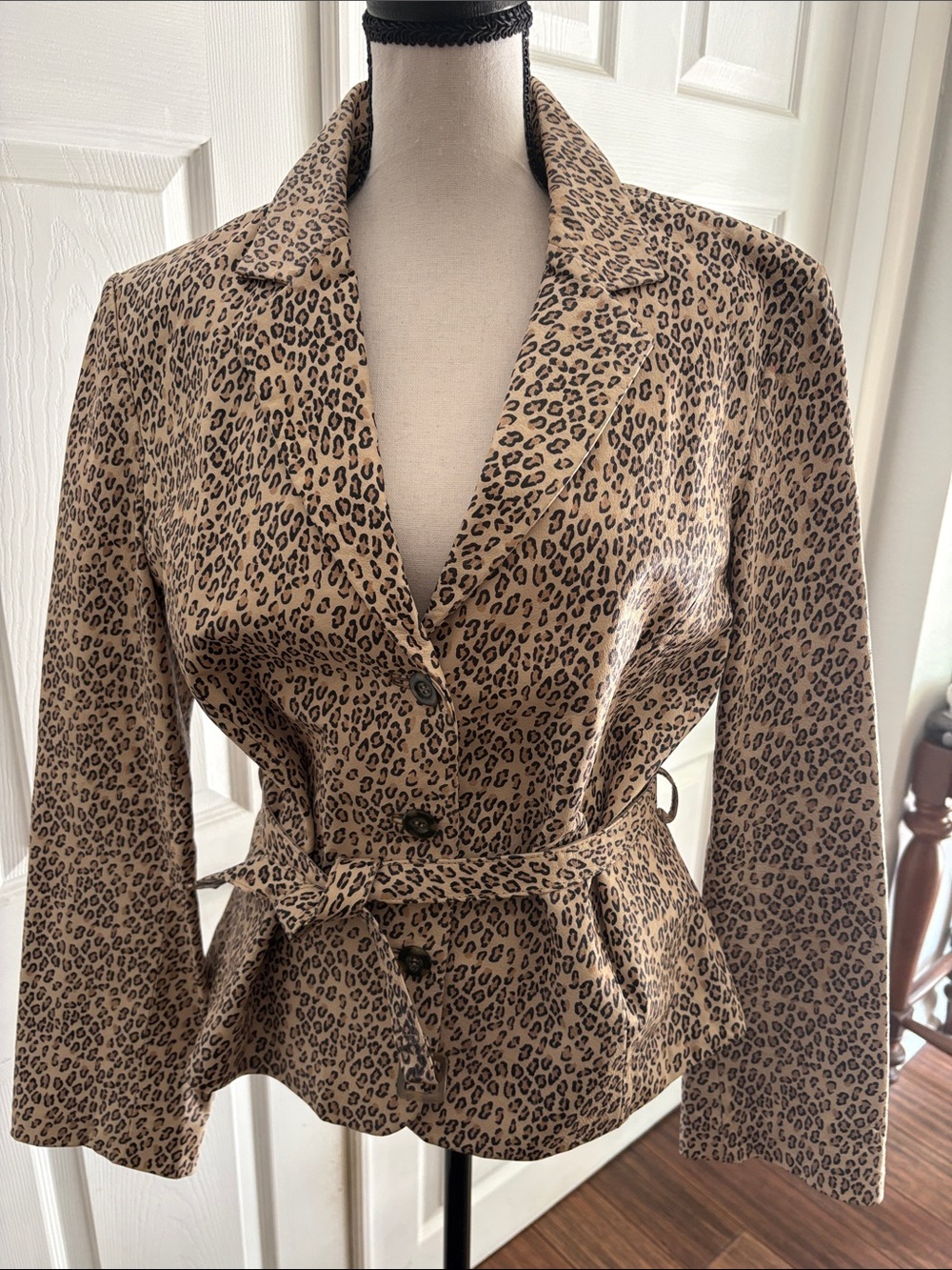 Leather Leopard Print Blazer Jacket with belt❤️